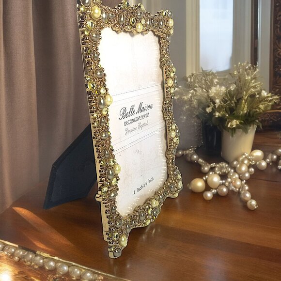 Cabochon, Crystals and Pearls Photo Frame Belle Maison Jeweled Tabletop … - Picture 13 of 14
